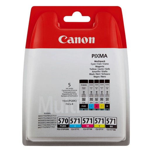 Canon Μελάνι Inkjet PGI-570/CLI-571 (PGBK/C/M/Y/BK) (0372C004) (CANPGI-570MPK)