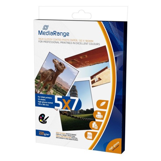 Φωτογραφικές Κάρτες MediaRange για Inkjet Εκτυπωτές High-Glossy 220g/m²  50 Φύλλα (MRINK114)
