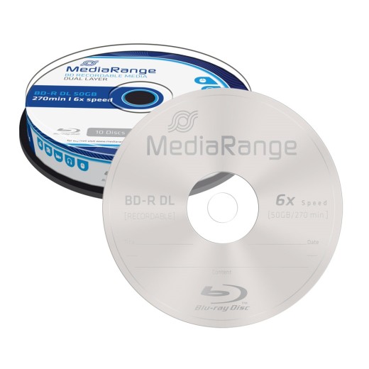 MediaRange BD-R Blu-Ray 50GB 6x Cake Box x10 Dual Layer (MR507)