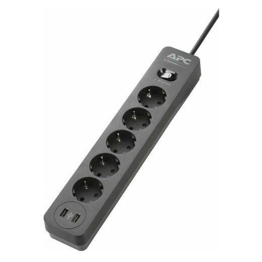 APC Essential SurgeArrest 5 Outlet + USB-A Black 230V (PME5U2B-GR) (APCPME5U2B-GR)