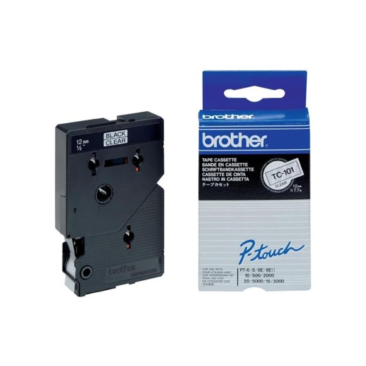Brother P-touch Laminated Black on Transparent 7,7m x 12mm (TC101) (BROTC101)