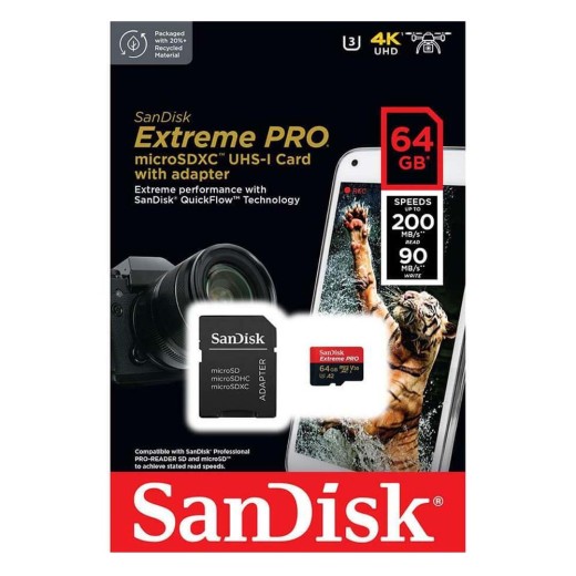 SanDisk Extreme PRO microSDXC UHS-I 64GB CARD (SDSQXCU-064G-GN6MA) (SANSDSQXCU-064G-GN6MA)