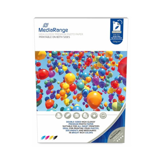 MediaRange Φωτογραφικό Χαρτί Dual Side High Glossy A4 220gr/m² για Εκτυπωτές Inkjet 50 Φύλλα (MRINK118)