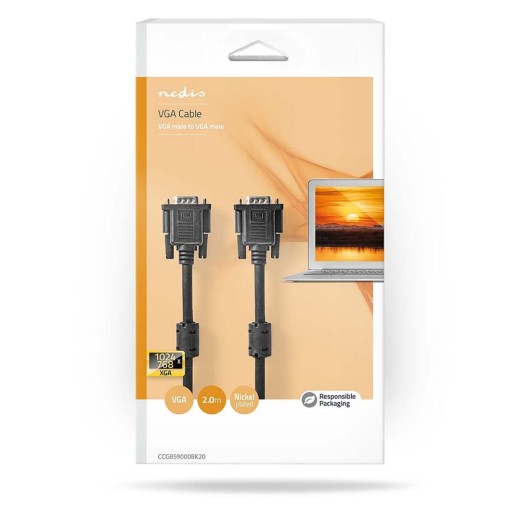 Nedis Cable VGA male - VGA male 2m (CCGB59000BK20) (NEDCCGB59000BK20)