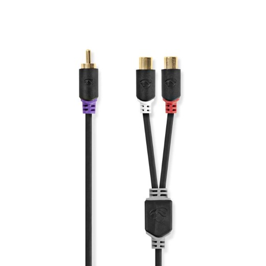 Nedis Cable 2X RCA female - RCA male 0.2m (CABW24010AT02) (NEDCABW24010AT02)