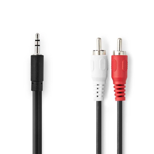 Nedis Audio cable 1x Jack 3.5mm male/2x RCA male 5m Black (CAGB22200BK50) (NEDCAGB22200BK50)