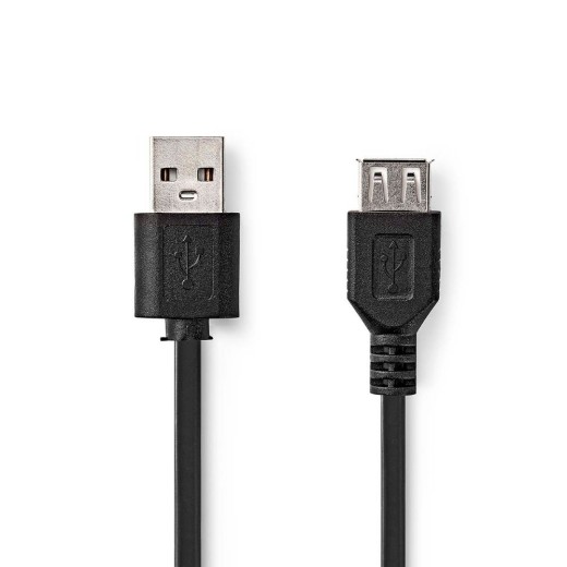 Nedis USB 2.0 Cable USB-A male - USB-A female Μαύρο 3m (CCGB60010BK30) (NEDCCGB60010BK30)