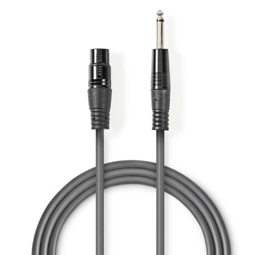 Nedis Cable XLR female - 6.3mm male 5m (COTH15120GY50) (NEDCOTH15120GY50)