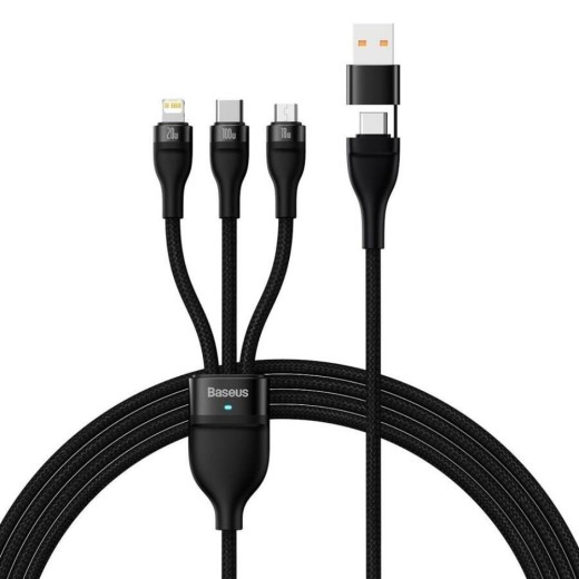 Baseus Flash Series II Braided USB to micro USB / Type-C / Lightning Cable Μαύρο 1.2m (CASS030101) (BASCASS030101)