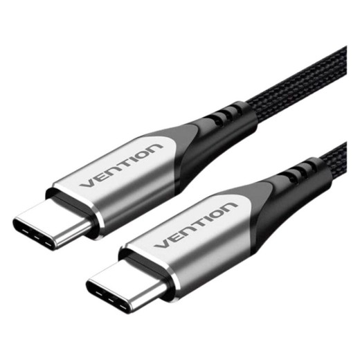 VENTION Nylon Braided Type-C to Type-C 3A/PD 60W Cable 1.5M Gray Aluminum Alloy Type (TADHG) (VENTADHG)