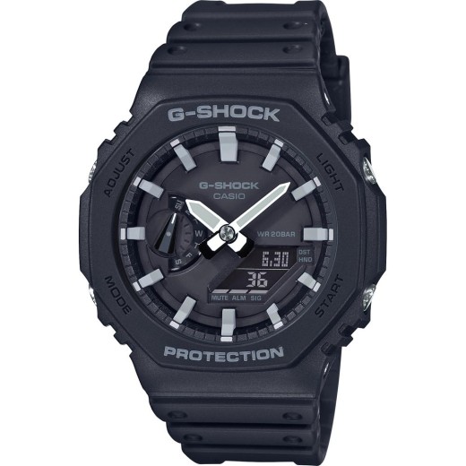 Casio G-Shock Ρολόι Χρονογράφος Μπαταρίας με Μαύρο Καουτσούκ Λουράκι (GA-2100-1AER) (CASGA-2100-1AER)