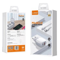 LDNIO A2313C ΦΟΡΤΙΣΤΗΣ QC3.0 + PD 18W ΜΕ ΚΑΛΩΔΙΟ LIGHTNING 1M
