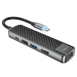 HOCO HB23 HUB EASY VIEW TYPE-C Η ΣΕ HDMI+USB3.0+USB2.0+RJ45+PD