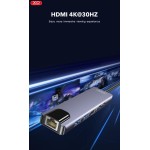 XO HUB013 6 in 1 TYPE-C USB HUB (2x TYPE-C, 2x USB 3.0, RJ45, HDMI)