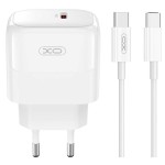 XO L136 ΦΟΡΤΙΣΤΗΣ  PD20W, 1 ΘΥΡΑ, ΜΕ ΚΑΛΩΔΙΟ TYPE-C ΣΕ TYPE-C, ΛΕΥΚΟ