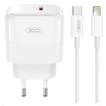 XO L136 ΦΟΡΤΙΣΤΗΣ  PD20W, 1 ΘΥΡΑ, ΜΕ ΚΑΛΩΔΙΟ TYPE-C ΣΕ LIGHTNING, ΛΕΥΚΟ