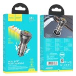 HOCO NZ12B ΦΟΡΤΙΣΤΗΣ ΑΥΤΟΚΙΝΗΤΟΥ, UNIMPEDED PD48W + QC 3.0, 2 ΘΥΡΕΣ, ΔΙΑΦΑΝΗΣ ΜΑΥΡΟΣ
