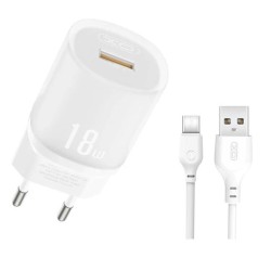 XO L157 ΦΟΡΤΙΣΤΗΣ QC3.0 18W, 1 ΘΥΡΑ ΜΕ ΚΑΛΩΔΙΟ TYPE-C, ΛΕΥΚΟΣ