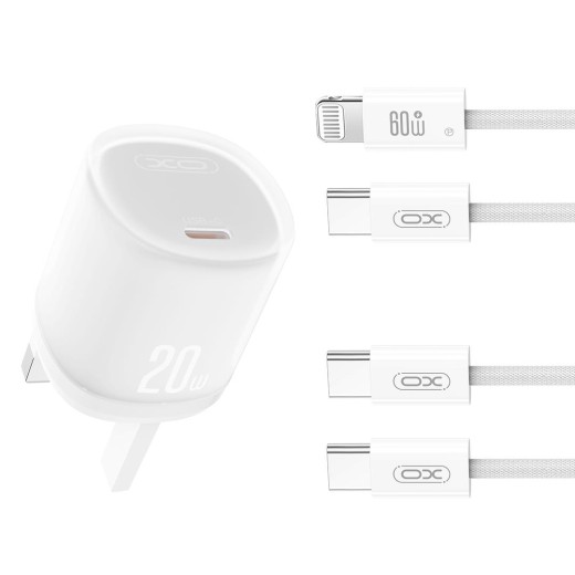 XO L143 ΦΟΡΤΙΣΤΗΣ PD20W, 1 ΘΥΡΑ TYPE-C, ΜΕ ΚΑΛΩΔΙΟ LIGHTNING, ΛΕΥΚΟΣ