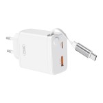 XO CE31 ΦΟΡΤΙΣΤΗΣ 30W GAN ME ΑΝΑΣΥΡΟΜΕΝΟ ΚΑΛΩΔΙΟ, 1 ΘΥΡΑ USB, 1 ΘΥΡΑ TYPE-C, ΚΑΛΩΔΙΟ TYPE-C