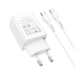 HOCO N68 NEUVO ΦΟΡΤΙΣΤΗΣ, TYPE-C TO TYPE-C, 20W,  ΛΕΥΚΟ