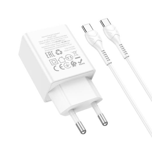 HOCO N68 NEUVO ΦΟΡΤΙΣΤΗΣ, TYPE-C TO TYPE-C, 20W, ΛΕΥΚΟ HOCO N68 NEUVO ΦΟΡΤΙΣΤΗΣ, TYPE-C TO TYPE-C, 20W, ΛΕΥΚΟ