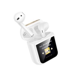 HOCO EW86 CAT BLUETOOTH HEADSET, TWS, TOUCHSCREEN, ΛΕΥΚΑ