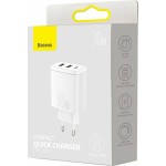 BASEUS COMPACT ΦΟΡΤΙΣΤΗΣ ΓΡΗΓΟΡΗΣ ΦΟΡΤΙΣΗΣ, 3 ΘΥΡΕΣ, 30W, ΛΕΥΚΟΣ