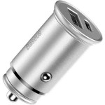 BASEUS CIRCULAR METAL, ΦΟΡΤΙΣΤΗΣ ΑΥΤΟΚΙΝΗΤΟΥ ΓΡΗΓΟΡΗΣ ΦΟΡΤΙΣΗΣ, 2 ΘΥΡΕΣ, 30W, ΑΣΗΜΙ