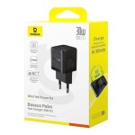 BASEUS PALM ΦΟΡΤΙΣΤΗΣ ΓΡΗΓΟΡΗΣ ΦΟΡΤΙΣΗΣ, 2 ΘΥΡΕΣ, 30W, ΜΑΥΡΟΣ