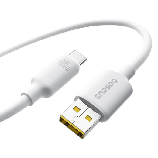 BASEUS FOAMED SILICONE, ΚΑΛΩΔΙΟ ΓΡΗΓΟΡΗΣ ΦΟΡΤΙΣΗΣ, TYPE-C, 100W, 1M, ΛΕΥΚΟ