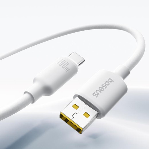 BASEUS FOAMED SILICONE, ΚΑΛΩΔΙΟ ΓΡΗΓΟΡΗΣ ΦΟΡΤΙΣΗΣ, TYPE-C, 100W, 2M, ΛΕΥΚΟ