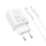 HOCO N71 NUEVO, ΣΕΤ ΓΡΗΓΟΡΗΣ ΦΟΡΤΙΣΗΣ, 30W, 2 ΘΥΡΕΣ, ΛΕΥΚΟ