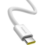 BASEUS CRYSTAL, ΚΑΛΩΔΙΟ ΓΡΗΓΟΡΗΣ ΦΟΡΤΙΣΗΣ TYPE-C ΣΕ TYPE-C, 100W, 1m, ΛΕΥΚΟ