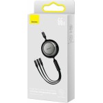BASEUS BRIGHT MIRROR 2 SERIES, ΠΤΥΣΣΟΜΕΝΑ ΚΑΛΩΔΙΑ ΦΟΡΤΙΣΗΣ, 3 ΣΕ 1, ΜΑΥΡΟ