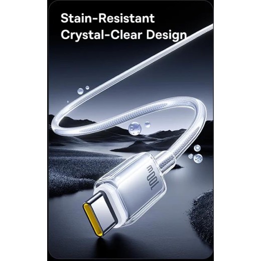 BASEUS CRYSTAL, ΚΑΛΩΔΙΟ ΓΡΗΓΟΡΗΣ ΦΟΡΤΙΣΗΣ,TYPE-C, 100W, 2m, ΛΕΥΚΟ BASEUS CRYSTAL, ΚΑΛΩΔΙΟ ΓΡΗΓΟΡΗΣ ΦΟΡΤΙΣΗΣ,TYPE-C, 100W, 2m, ΛΕΥΚΟ