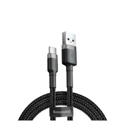 BASEUS CAFULE, ΚΑΛΩΔΙΟ ΓΡΗΓΟΡΗΣ ΦΟΡΤΙΣΗΣ, TYPE-C, 2m, ΜΑΥΡΟ ΓΚΡΙ