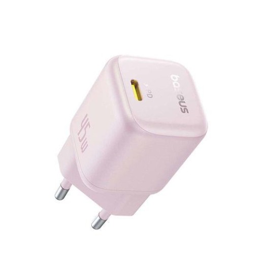 BASEUS PICOGO GAN, ΦΟΡΤΙΣΤΗΣ ΓΡΗΓΟΡΗΣ ΦΟΡΤΙΣΗΣ, ΘΥΡA TYPE-C, 45W, ΡΟΖ