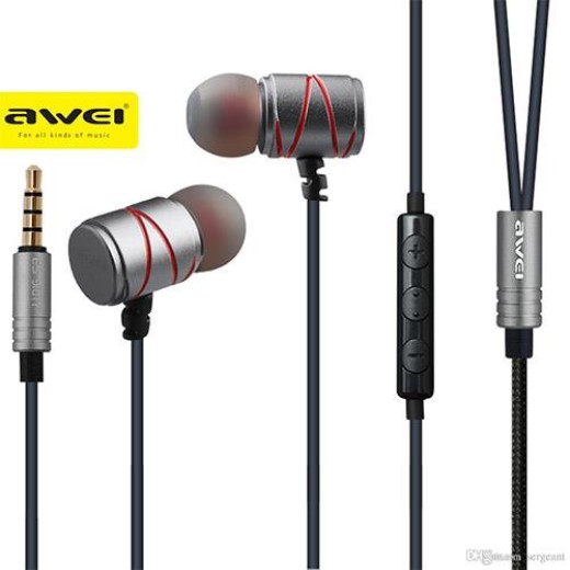 AWEI ES-910TY METALLIC NOISE ISOLATION IN-EAR WITH MIC ΜΑΥΡΟ